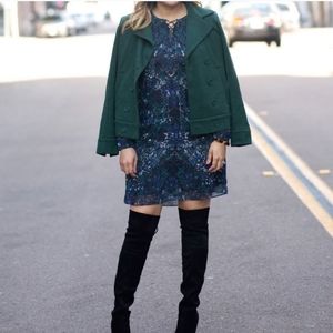 Cabi Noel Eternity Damask  Lace Tie Neck Sheer Long Sleeves Lined XS